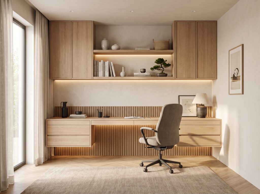 Japandi study room interior 2K 202607101338