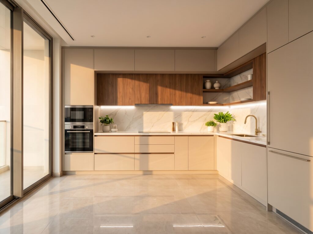 Luxury L shaped kitchen interior 2K 202607091844