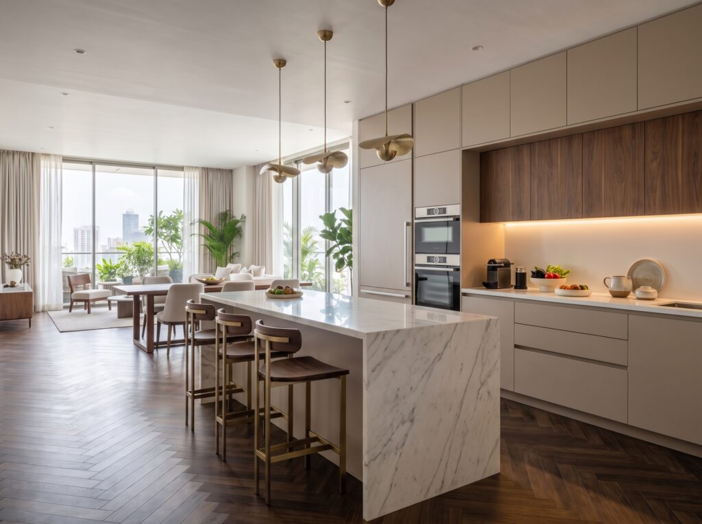 Modern open kitchen living area 202607091848