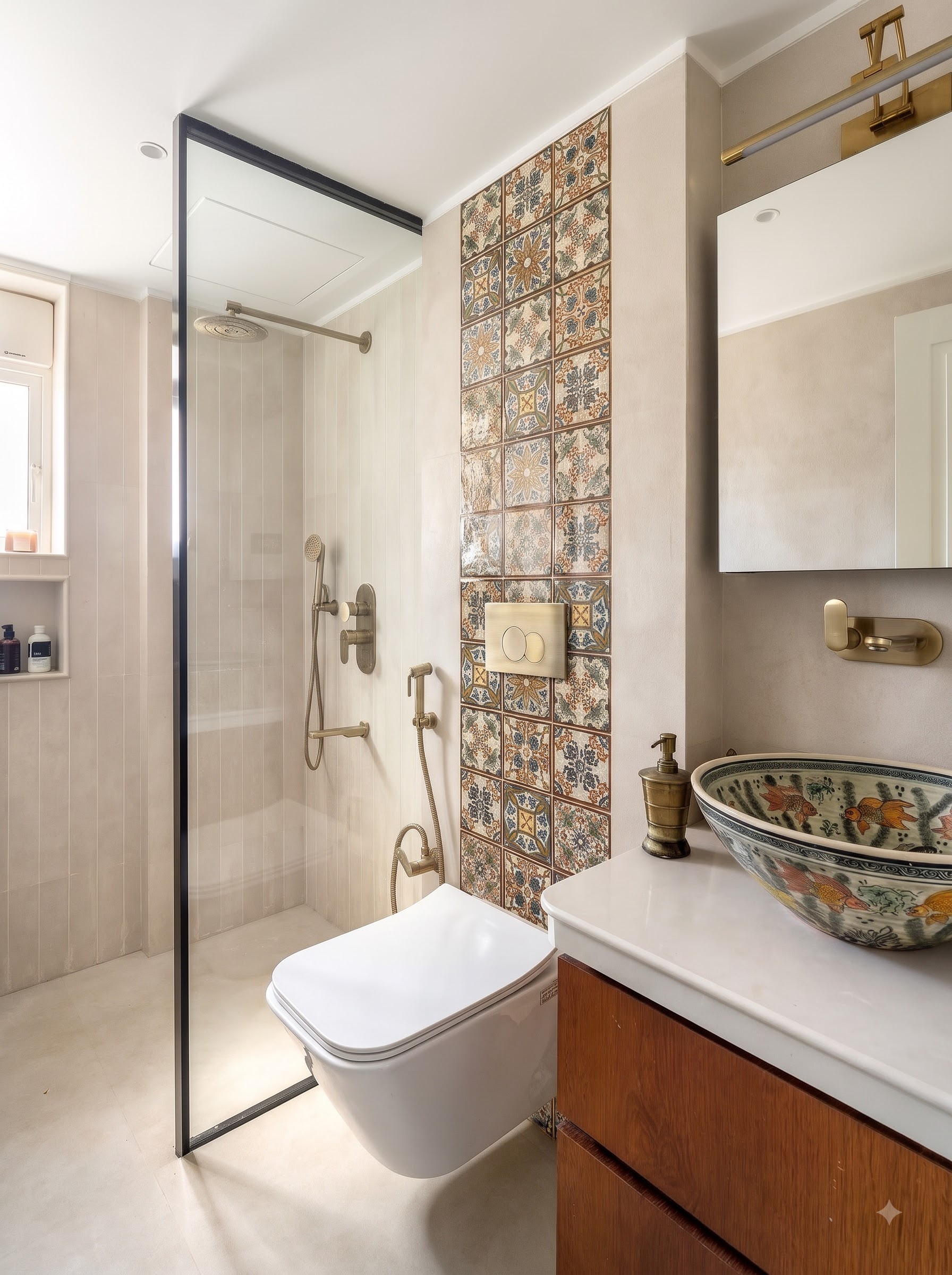 Modern luxury bathroom with a glass shower