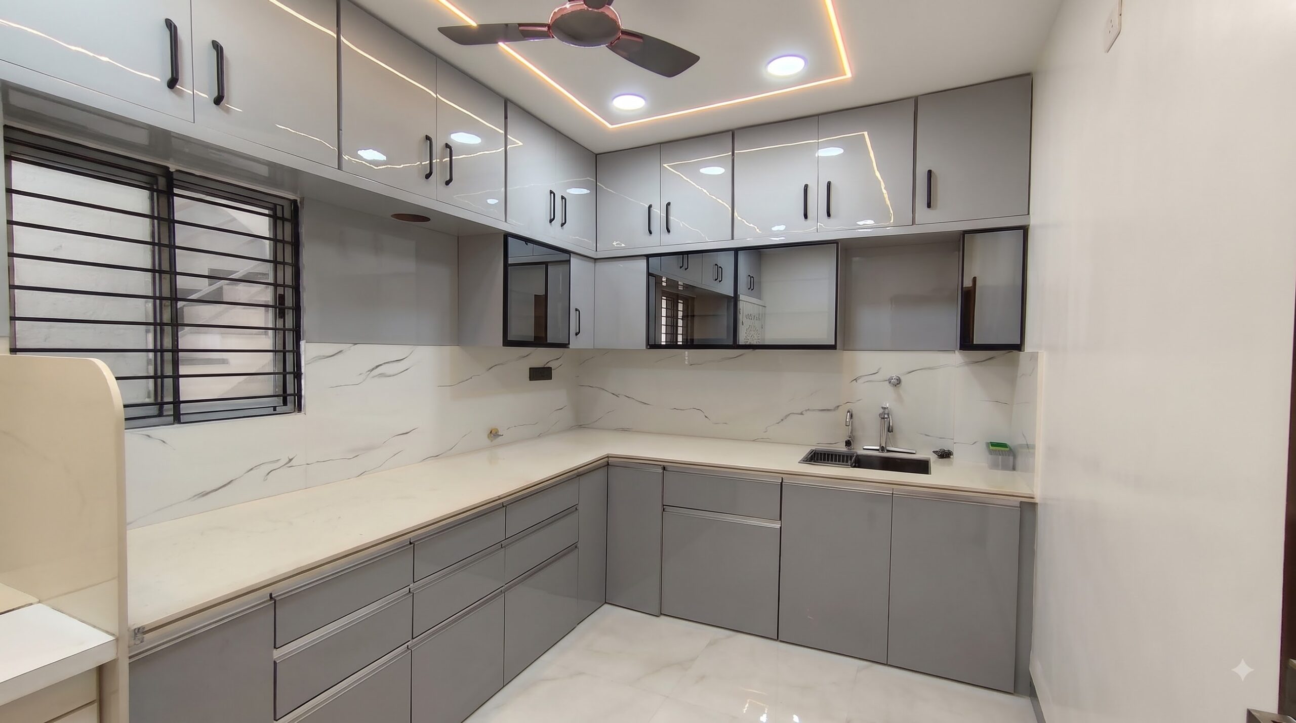 Modern bright modular kitchen